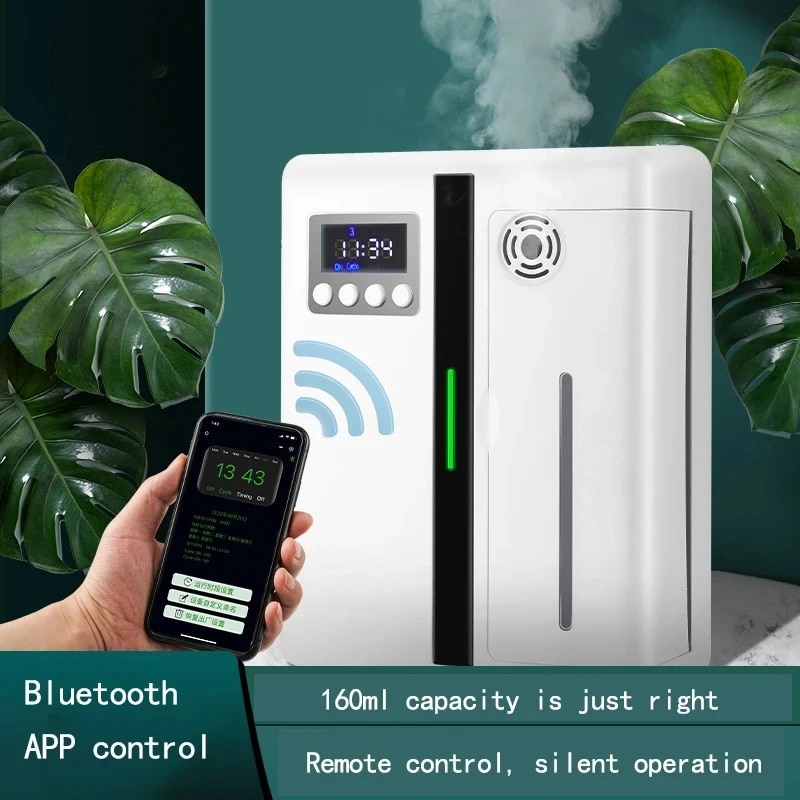 Home Fragrance With Essential Oils - 160ml Waterless Scent Diffuser Bluetooth Wall-Mounted