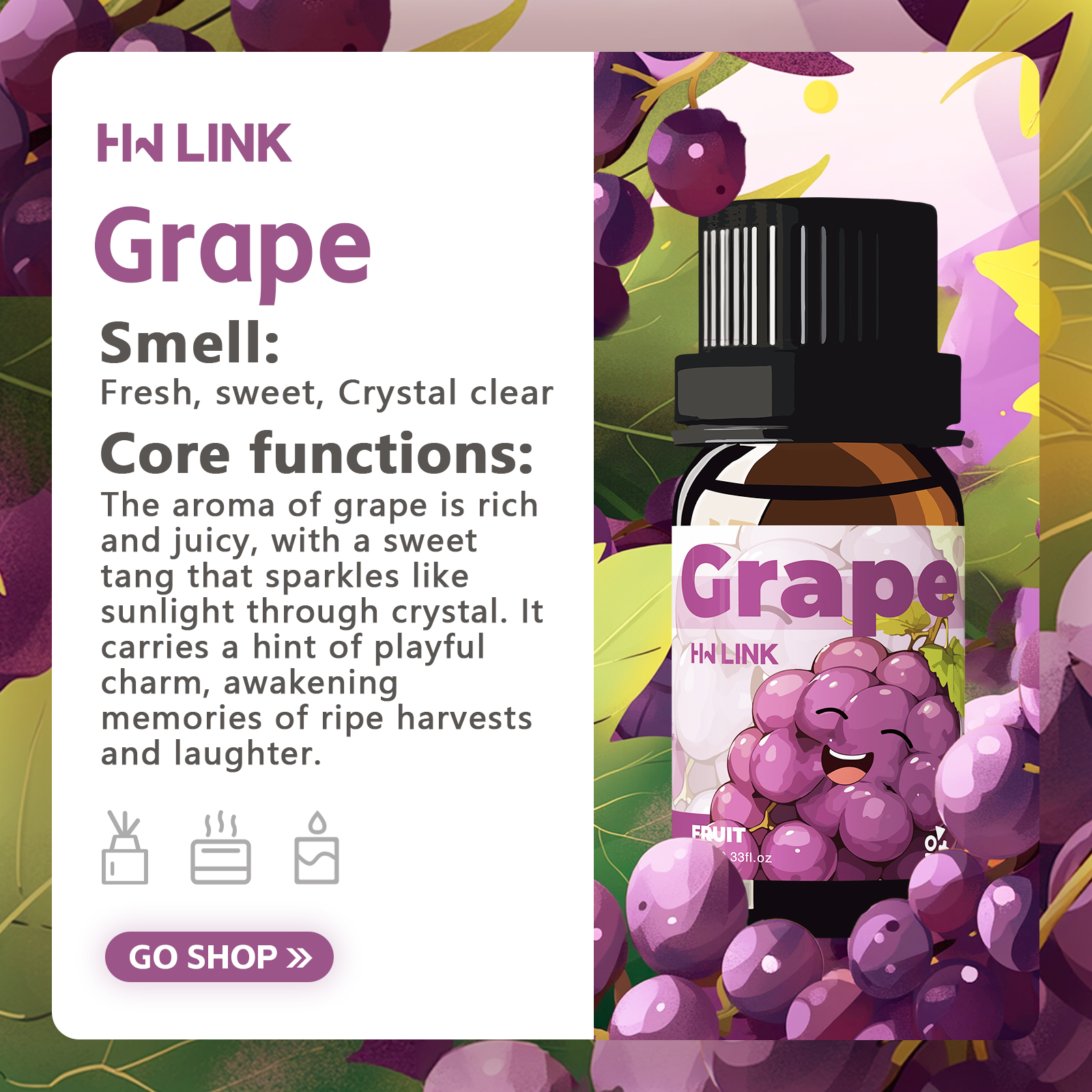Grape Essential Oil 10ml Perfu - Home Fragrance With Essential Oils ulasan dan harga