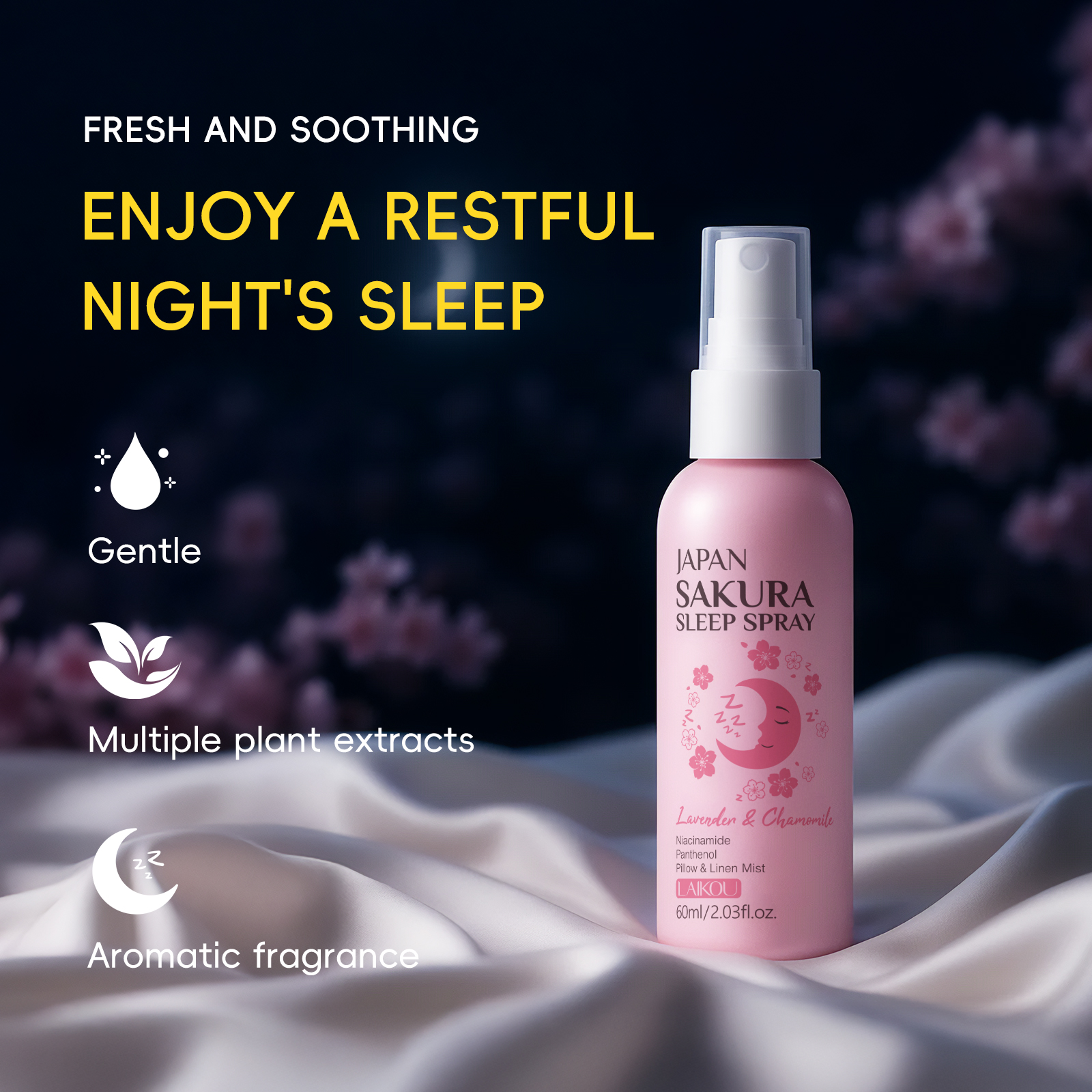 LAIKOU Japan Sakura Sleep Spra - Lavender Pillow Spray ulasan dan harga