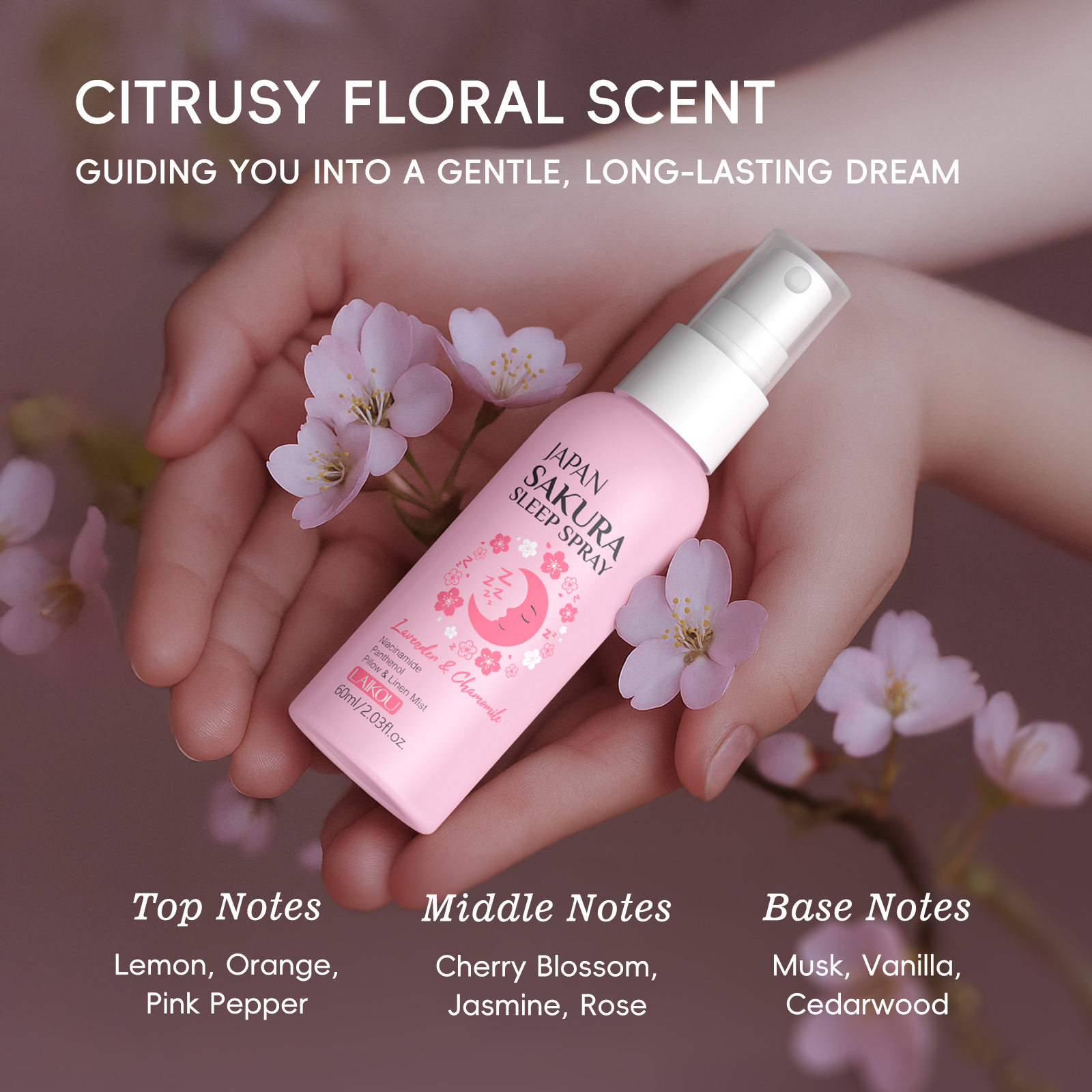 LAIKOU Japan Sakura Sleep Spra - Lavender Pillow Spray ulasan dan harga